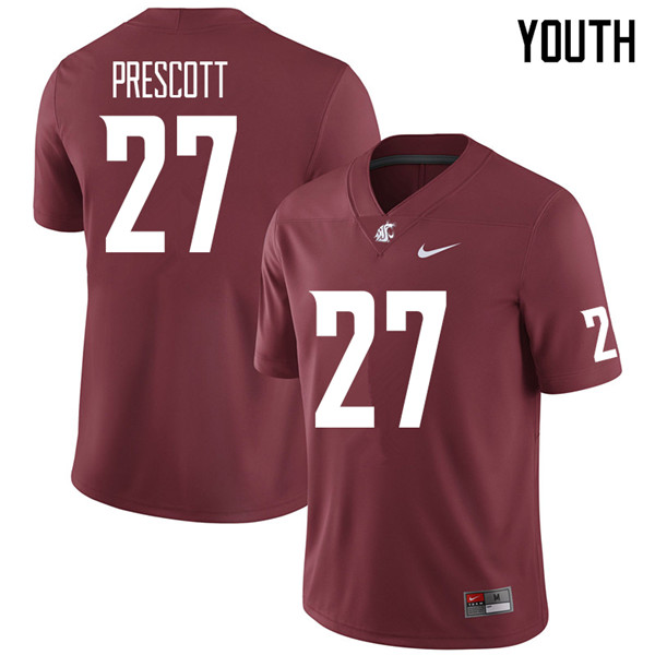 Youth #27 Logan Prescott Washington State Cougars College Football Jerseys Sale-Crimson